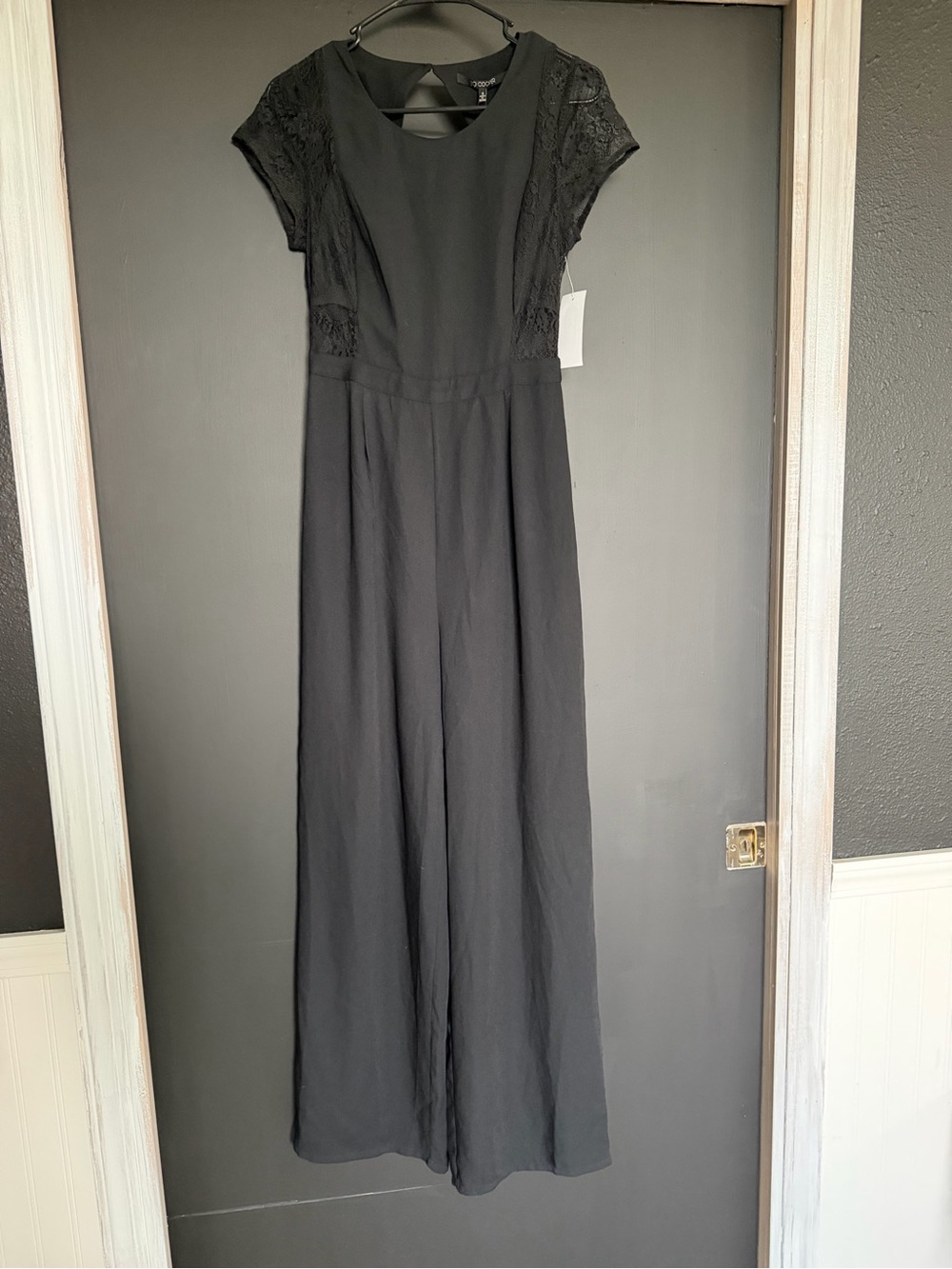 Black Jumpsuit with Lace Trim